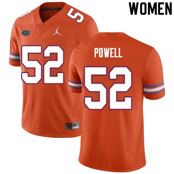 Women #52 Antwuan Powell Florida Gators College Football Jersey Orange